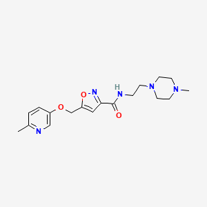 molecular formula C18H25N5O3 B5232347 N-[2-(4-methyl-1-piperazinyl)ethyl]-5-{[(6-methyl-3-pyridinyl)oxy]methyl}-3-isoxazolecarboxamide 