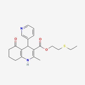 molecular formula C20H24N2O3S B5232359 2-(ethylthio)ethyl 2-methyl-5-oxo-4-(3-pyridinyl)-1,4,5,6,7,8-hexahydro-3-quinolinecarboxylate 