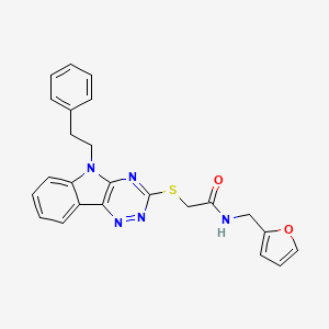 molecular formula C24H21N5O2S B5232431 N-(2-furylmethyl)-2-{[5-(2-phenylethyl)-5H-[1,2,4]triazino[5,6-b]indol-3-yl]thio}acetamide 