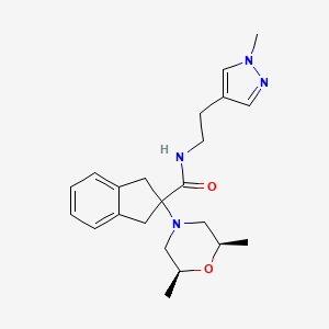 molecular formula C22H30N4O2 B5232441 2-[(2R*,6S*)-2,6-dimethyl-4-morpholinyl]-N-[2-(1-methyl-1H-pyrazol-4-yl)ethyl]-2-indanecarboxamide 