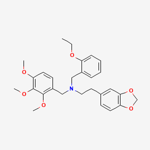 molecular formula C28H33NO6 B5232467 2-(1,3-benzodioxol-5-yl)-N-(2-ethoxybenzyl)-N-(2,3,4-trimethoxybenzyl)ethanamine 