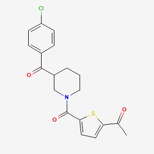 molecular formula C19H18ClNO3S B5232486 1-(5-{[3-(4-chlorobenzoyl)-1-piperidinyl]carbonyl}-2-thienyl)ethanone 