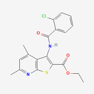 molecular formula C19H17ClN2O3S B5232492 ethyl 3-[(2-chlorobenzoyl)amino]-4,6-dimethylthieno[2,3-b]pyridine-2-carboxylate 