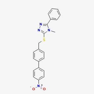 molecular formula C22H18N4O2S B5232503 4-methyl-3-{[(4'-nitro-4-biphenylyl)methyl]thio}-5-phenyl-4H-1,2,4-triazole 