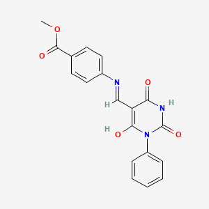 molecular formula C19H15N3O5 B5232511 methyl 4-{[(2,4,6-trioxo-1-phenyltetrahydro-5(2H)-pyrimidinylidene)methyl]amino}benzoate 