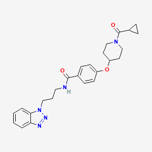 molecular formula C25H29N5O3 B5232532 N-[3-(1H-1,2,3-benzotriazol-1-yl)propyl]-4-{[1-(cyclopropylcarbonyl)-4-piperidinyl]oxy}benzamide 