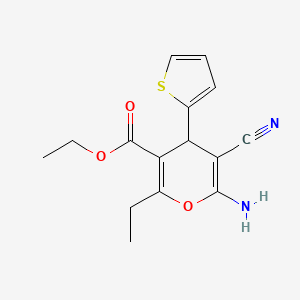 ethyl 6-amino-5-cyano-2-ethyl-4-(2-thienyl)-4H-pyran-3-carboxylate