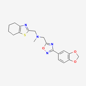 molecular formula C19H20N4O3S B5232587 1-[3-(1,3-benzodioxol-5-yl)-1,2,4-oxadiazol-5-yl]-N-methyl-N-(4,5,6,7-tetrahydro-1,3-benzothiazol-2-ylmethyl)methanamine 
