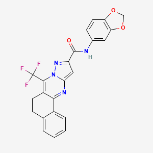 molecular formula C23H15F3N4O3 B5232591 N-1,3-benzodioxol-5-yl-7-(trifluoromethyl)-5,6-dihydrobenzo[h]pyrazolo[5,1-b]quinazoline-10-carboxamide 