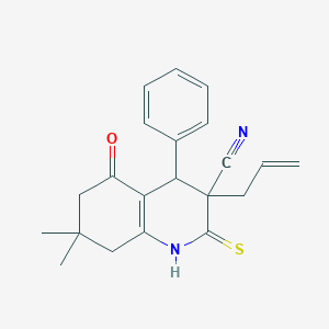 molecular formula C21H22N2OS B5232594 3-allyl-7,7-dimethyl-5-oxo-4-phenyl-2-thioxo-1,2,3,4,5,6,7,8-octahydro-3-quinolinecarbonitrile 
