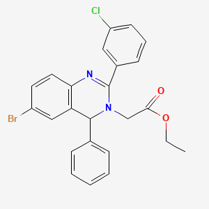 molecular formula C24H20BrClN2O2 B5232623 ethyl [6-bromo-2-(3-chlorophenyl)-4-phenyl-3(4H)-quinazolinyl]acetate 