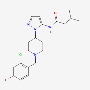 molecular formula C20H26ClFN4O B5232637 N-{1-[1-(2-chloro-4-fluorobenzyl)-4-piperidinyl]-1H-pyrazol-5-yl}-3-methylbutanamide 