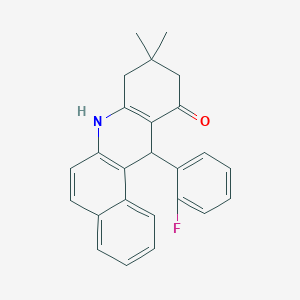 molecular formula C25H22FNO B5232645 12-(2-fluorophenyl)-9,9-dimethyl-8,9,10,12-tetrahydrobenzo[a]acridin-11(7H)-one 