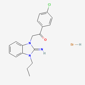 molecular formula C18H19BrClN3O B5232705 1-(4-chlorophenyl)-2-(2-imino-3-propyl-2,3-dihydro-1H-benzimidazol-1-yl)ethanone hydrobromide 
