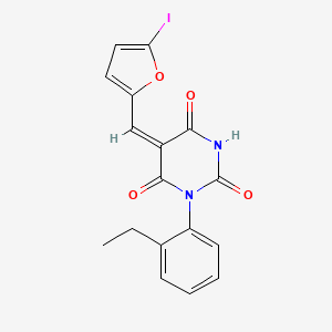 1-(2-ethylphenyl)-5-[(5-iodo-2-furyl)methylene]-2,4,6(1H,3H,5H)-pyrimidinetrione