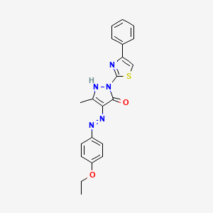 molecular formula C21H19N5O2S B5232724 3-methyl-1-(4-phenyl-1,3-thiazol-2-yl)-1H-pyrazole-4,5-dione 4-[(4-ethoxyphenyl)hydrazone] 