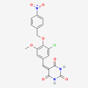 molecular formula C19H14ClN3O7 B5232740 5-{3-chloro-5-methoxy-4-[(4-nitrobenzyl)oxy]benzylidene}-2,4,6(1H,3H,5H)-pyrimidinetrione 