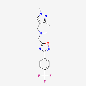 molecular formula C17H18F3N5O B5232760 1-(1,3-dimethyl-1H-pyrazol-4-yl)-N-methyl-N-({3-[4-(trifluoromethyl)phenyl]-1,2,4-oxadiazol-5-yl}methyl)methanamine 