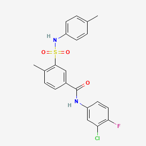 molecular formula C21H18ClFN2O3S B5232772 N-(3-chloro-4-fluorophenyl)-4-methyl-3-{[(4-methylphenyl)amino]sulfonyl}benzamide 