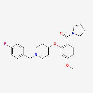 molecular formula C24H29FN2O3 B5232825 1-(4-fluorobenzyl)-4-[5-methoxy-2-(1-pyrrolidinylcarbonyl)phenoxy]piperidine 