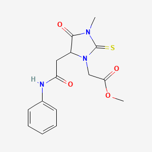 molecular formula C15H17N3O4S B5232852 methyl [5-(2-anilino-2-oxoethyl)-3-methyl-4-oxo-2-thioxo-1-imidazolidinyl]acetate 