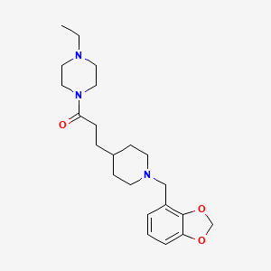 molecular formula C22H33N3O3 B5232902 1-{3-[1-(1,3-benzodioxol-4-ylmethyl)-4-piperidinyl]propanoyl}-4-ethylpiperazine 