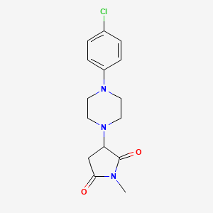 molecular formula C15H18ClN3O2 B5232935 3-[4-(4-chlorophenyl)-1-piperazinyl]-1-methyl-2,5-pyrrolidinedione 
