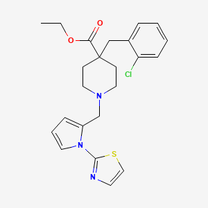 molecular formula C23H26ClN3O2S B5232974 ethyl 4-(2-chlorobenzyl)-1-{[1-(1,3-thiazol-2-yl)-1H-pyrrol-2-yl]methyl}-4-piperidinecarboxylate 