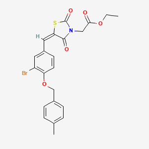 molecular formula C22H20BrNO5S B5233003 ethyl (5-{3-bromo-4-[(4-methylbenzyl)oxy]benzylidene}-2,4-dioxo-1,3-thiazolidin-3-yl)acetate 