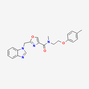 molecular formula C22H22N4O3 B5233110 2-(1H-benzimidazol-1-ylmethyl)-N-methyl-N-[2-(4-methylphenoxy)ethyl]-1,3-oxazole-4-carboxamide 