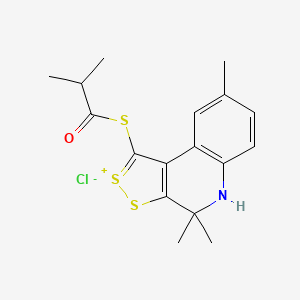 molecular formula C17H20ClNOS3 B5233121 1-(isobutyrylthio)-4,4,8-trimethyl-4,5-dihydro[1,2]dithiolo[3,4-c]quinolin-2-ium chloride 