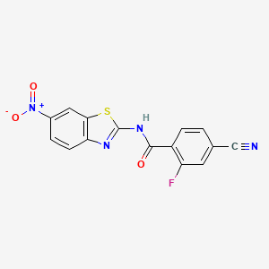 4-cyano-2-fluoro-N-(6-nitro-1,3-benzothiazol-2-yl)benzamide