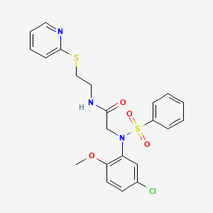 molecular formula C22H22ClN3O4S2 B5233134 N~2~-(5-chloro-2-methoxyphenyl)-N~2~-(phenylsulfonyl)-N~1~-[2-(2-pyridinylthio)ethyl]glycinamide CAS No. 6073-14-9