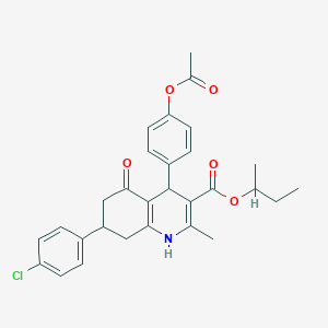 molecular formula C29H30ClNO5 B5233149 sec-butyl 4-[4-(acetyloxy)phenyl]-7-(4-chlorophenyl)-2-methyl-5-oxo-1,4,5,6,7,8-hexahydro-3-quinolinecarboxylate 