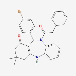molecular formula C29H27BrN2O2 B5233192 11-(4-bromophenyl)-3,3-dimethyl-10-(phenylacetyl)-2,3,4,5,10,11-hexahydro-1H-dibenzo[b,e][1,4]diazepin-1-one CAS No. 362495-46-3