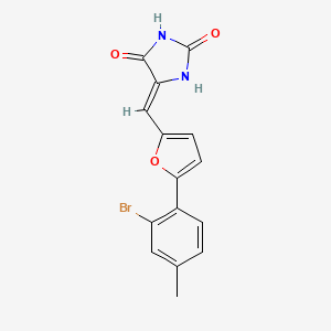 molecular formula C15H11BrN2O3 B5233237 5-{[5-(2-bromo-4-methylphenyl)-2-furyl]methylene}-2,4-imidazolidinedione 