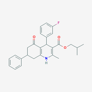 molecular formula C27H28FNO3 B5233256 isobutyl 4-(3-fluorophenyl)-2-methyl-5-oxo-7-phenyl-1,4,5,6,7,8-hexahydro-3-quinolinecarboxylate 