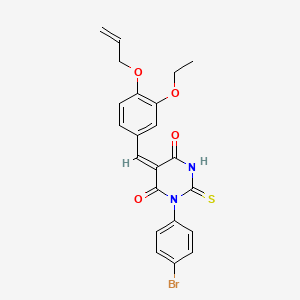 molecular formula C22H19BrN2O4S B5233259 5-[4-(allyloxy)-3-ethoxybenzylidene]-1-(4-bromophenyl)-2-thioxodihydro-4,6(1H,5H)-pyrimidinedione 