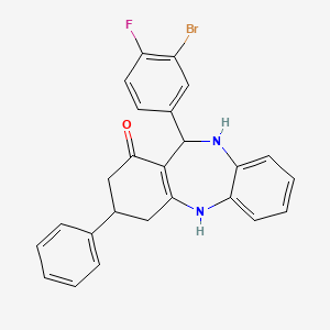 molecular formula C25H20BrFN2O B5233303 11-(3-bromo-4-fluorophenyl)-3-phenyl-2,3,4,5,10,11-hexahydro-1H-dibenzo[b,e][1,4]diazepin-1-one 