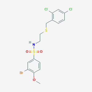 molecular formula C16H16BrCl2NO3S2 B5233321 3-bromo-N-{2-[(2,4-dichlorobenzyl)thio]ethyl}-4-methoxybenzenesulfonamide 