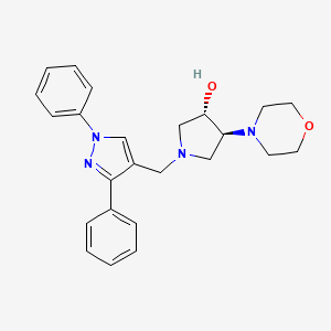 molecular formula C24H28N4O2 B5233379 (3S*,4S*)-1-[(1,3-diphenyl-1H-pyrazol-4-yl)methyl]-4-(4-morpholinyl)-3-pyrrolidinol 