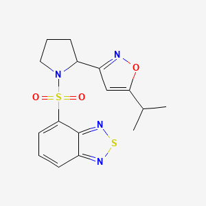 molecular formula C16H18N4O3S2 B5233451 4-{[2-(5-isopropyl-3-isoxazolyl)-1-pyrrolidinyl]sulfonyl}-2,1,3-benzothiadiazole 