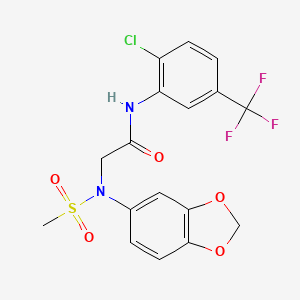 molecular formula C17H14ClF3N2O5S B5233460 N~2~-1,3-benzodioxol-5-yl-N~1~-[2-chloro-5-(trifluoromethyl)phenyl]-N~2~-(methylsulfonyl)glycinamide 