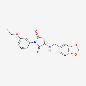 molecular formula C20H20N2O5 B5233478 3-[(1,3-benzodioxol-5-ylmethyl)amino]-1-(3-ethoxyphenyl)-2,5-pyrrolidinedione 