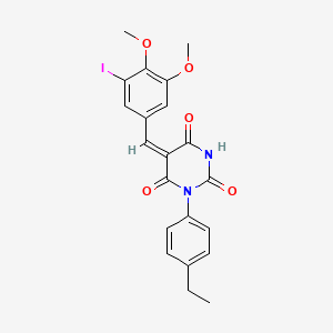 molecular formula C21H19IN2O5 B5233539 1-(4-ethylphenyl)-5-(3-iodo-4,5-dimethoxybenzylidene)-2,4,6(1H,3H,5H)-pyrimidinetrione 