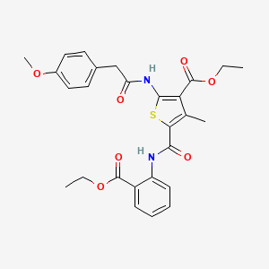 molecular formula C27H28N2O7S B5233574 ethyl 5-({[2-(ethoxycarbonyl)phenyl]amino}carbonyl)-2-{[(4-methoxyphenyl)acetyl]amino}-4-methyl-3-thiophenecarboxylate 