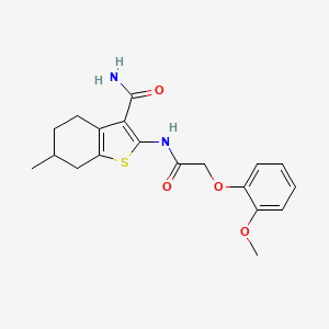 molecular formula C19H22N2O4S B5233579 2-{[(2-methoxyphenoxy)acetyl]amino}-6-methyl-4,5,6,7-tetrahydro-1-benzothiophene-3-carboxamide 
