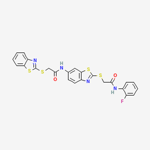 molecular formula C24H17FN4O2S4 B5233613 2-(1,3-benzothiazol-2-ylthio)-N-[2-({2-[(2-fluorophenyl)amino]-2-oxoethyl}thio)-1,3-benzothiazol-6-yl]acetamide 