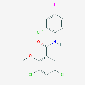 molecular formula C14H9Cl3INO2 B5233630 3,5-dichloro-N-(2-chloro-4-iodophenyl)-2-methoxybenzamide 