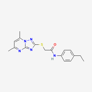 molecular formula C17H19N5OS B5233638 2-[(5,7-dimethyl[1,2,4]triazolo[1,5-a]pyrimidin-2-yl)thio]-N-(4-ethylphenyl)acetamide 